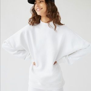 TNA cozy fleece boyfriend mock neck sweatshirt